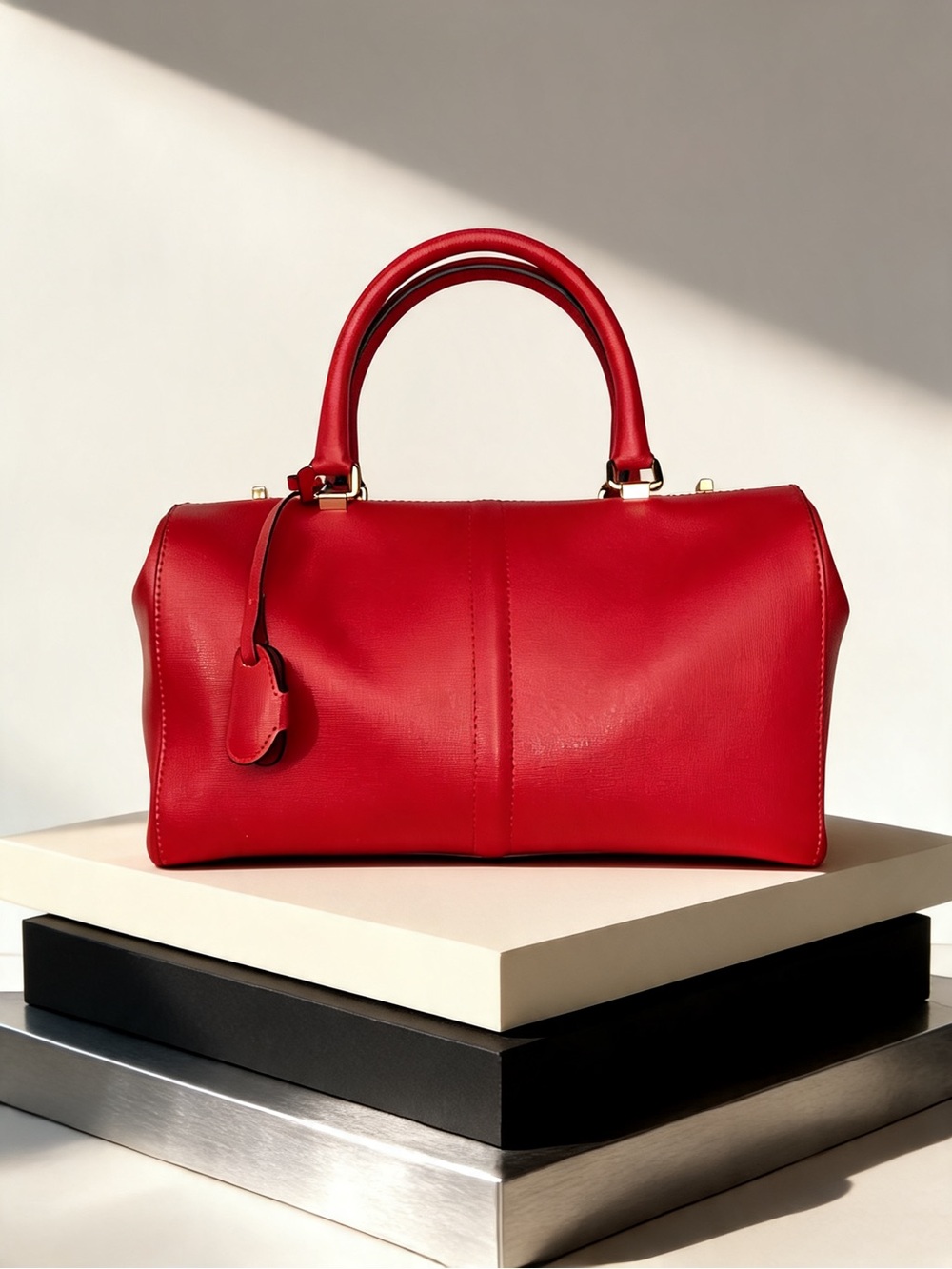 Liviana Conti Red Italian Leather Structured Satchel | NWOT